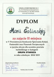 Read more about the article II miejsce Marii Galinskiej w konkursie śpiewania
