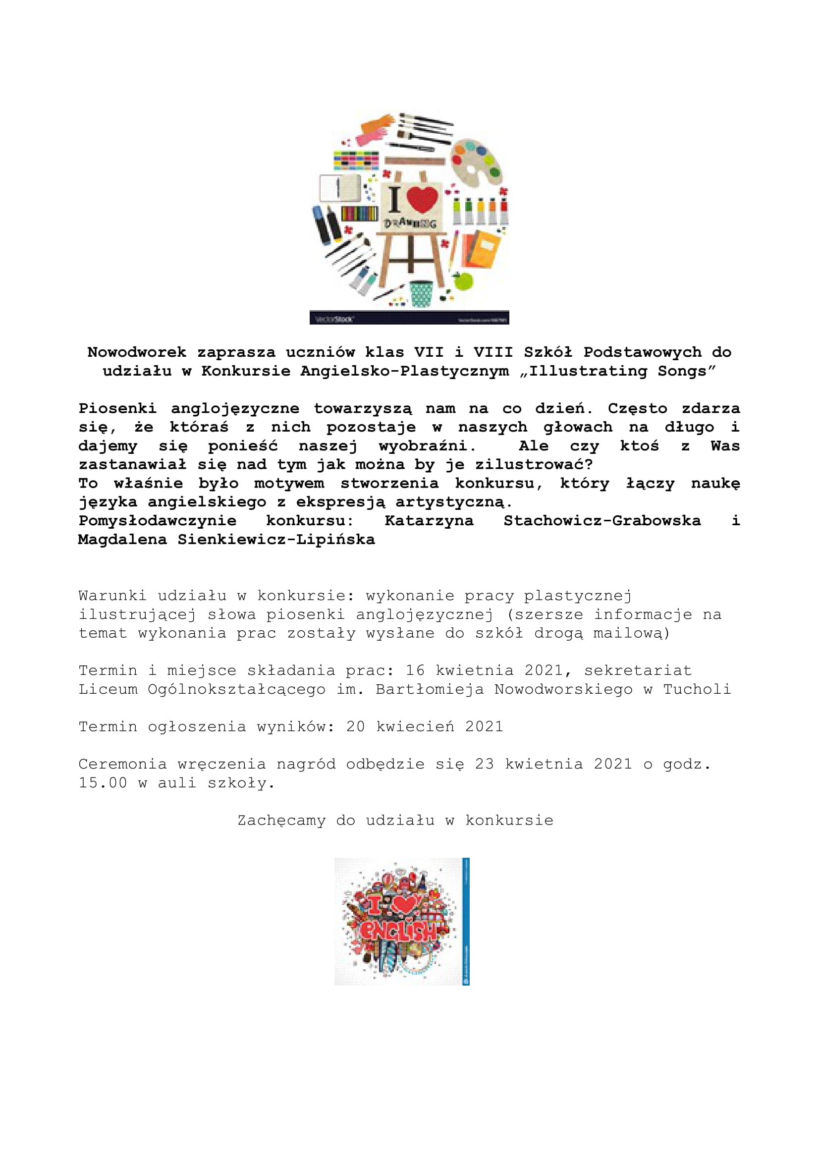 You are currently viewing Konkurs Angielsko-Plastyczny „Illustrating Songs”