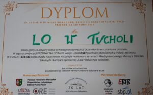 Read more about the article Dyplom dla Liceum Ogólnokształcącego w Tucholi za udział w międzynarodowej akcji.